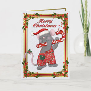 Santa Santa Mouse Tunes Helgkort