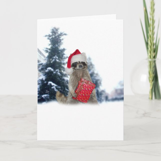 Santa Santa Raccoon Bandit Helgkort (Framsida)