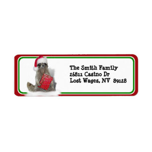 Santa Santa Raccoon Bandit Returadress Etikett