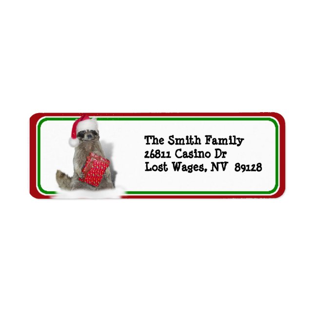 Santa Santa Raccoon Bandit Returadress Etikett (Framsidan)
