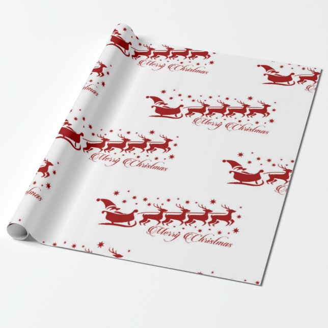 Santa Santa Sleigh Mönster Presentpapper (Utrullad)