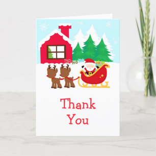 Santa Santa Sleigh & Reindeer God jul Tack Kort