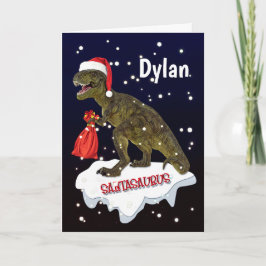 Santa-saurus Dinosaur Personalize julkort Tack Kort
