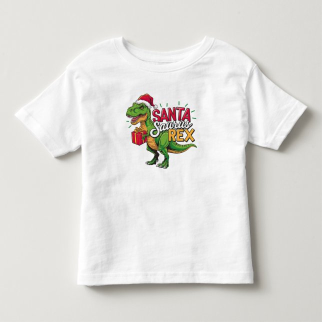 Santa saurus-rex god jul Barn-shirt T Shirt (Framsida)