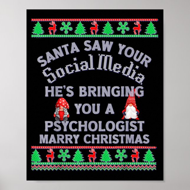 Santa Saw Your Social Media Litical Ugly Christmas Poster (Framsidan)