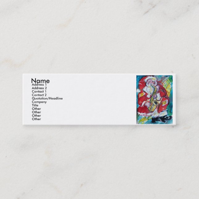 SANTA & SAX, CHRISTMAS PARTY MINI VISITKORT (Framsida)