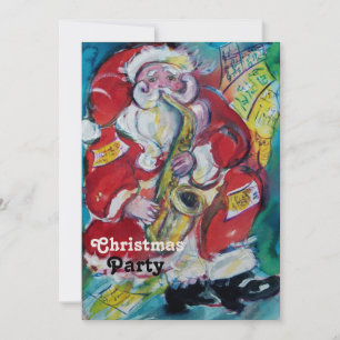SANTA & SAX, JULFIRANDE Guld Metallisk Inbjudningar