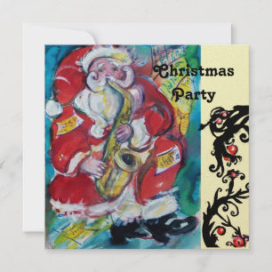 SANTA & SAX, JULFIRANDE Guld Metallisk Inbjudningar