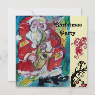 SANTA & SAX, JULFIRANDE Guld Metallisk Inbjudningar