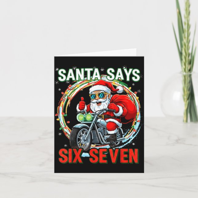 Santa Says 67 Shirt Six Seven Funny 67 Christmas P Kort (Framsida)