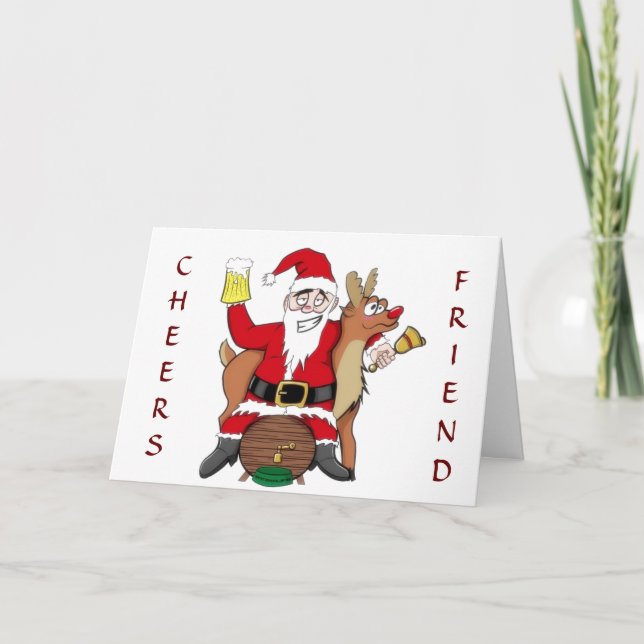 SANTA SAYS **CHEERS FRIEND** "CHRISTMAS"-KORT HELGKORT (Framsida)