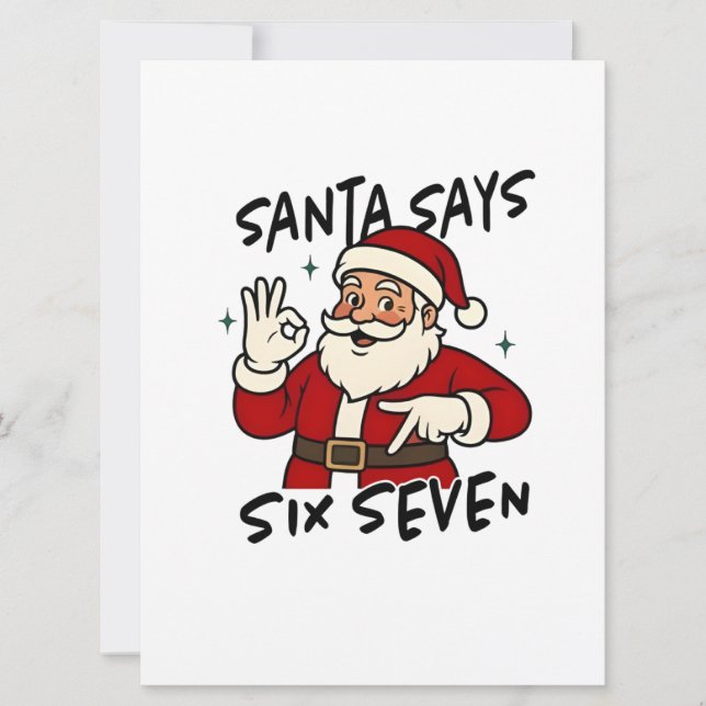 Santa Says Six Seven 6 7 Funny Brainrot Christmas Inbjudningar (Framsida)