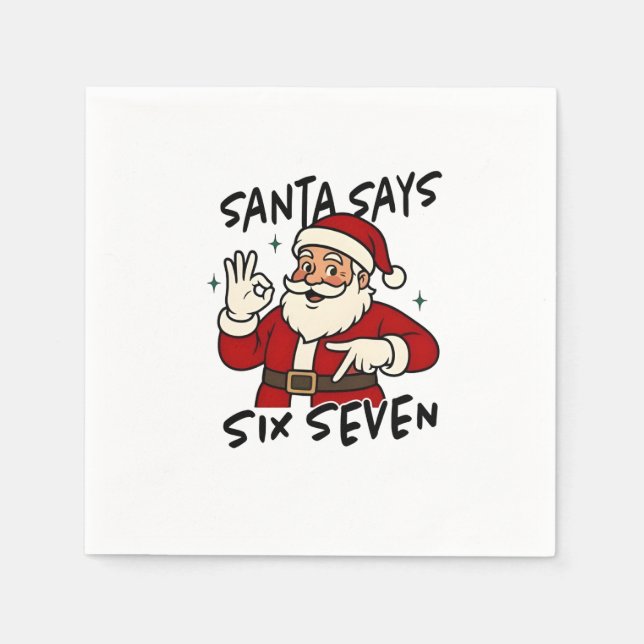 Santa Says Six Seven 6 7 Funny Brainrot Christmas Pappersservett (Framsidan)