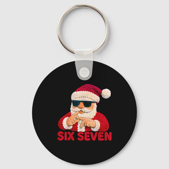 Santa Says Six Seven - 6 7 Meme Latch Hook Yarn Cr Nyckelring (Framsida)