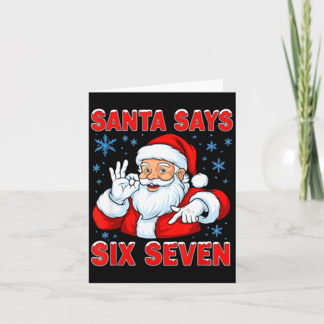 Santa Says Six Seven Funny Gen Z Christmas Gag Bra Kort (Framsida)