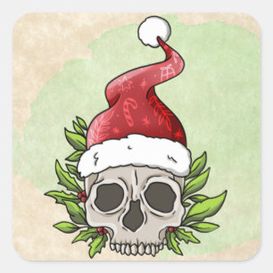 Santa Scary Creepy Gothic julschackers Fyrkantigt Klistermärke