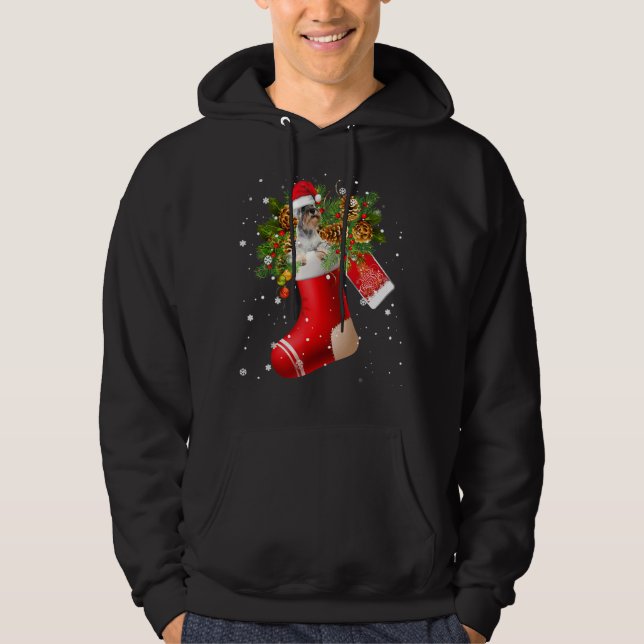 Santa Schnauzer i jul Sock Pajama Hoodie (Framsida)