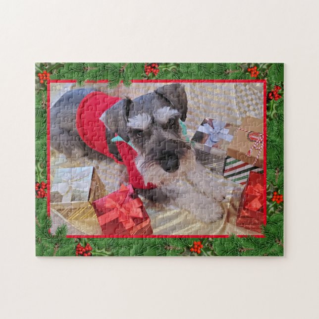 Santa Schnauzer Jigszle Puzzle Pussel (Horisontell)
