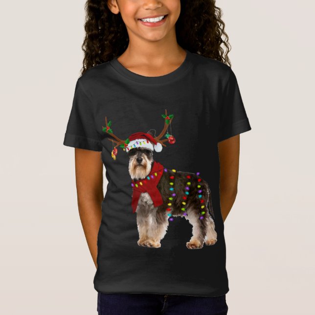 Santa Schnauzer rener Light God jul T Shirt (Framsida)