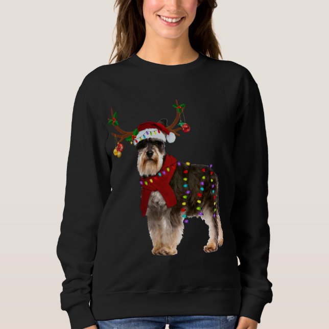 Santa Schnauzer rener Light God jul T Shirt (Framsida)