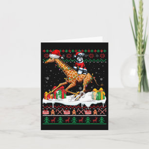 Santa Schnauzer Riding Giraffe jul Sweater L Kort