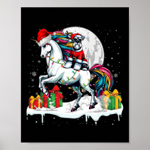 Santa Schnauzer Riding Unicorn julägare Kid Poster