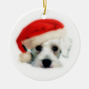Santa Schnauzerprydnad Julgransprydnad Keramik