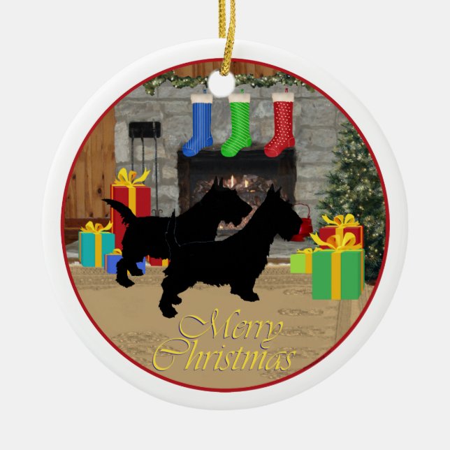 Santa Scottie Hund Ornament (Framsidan)