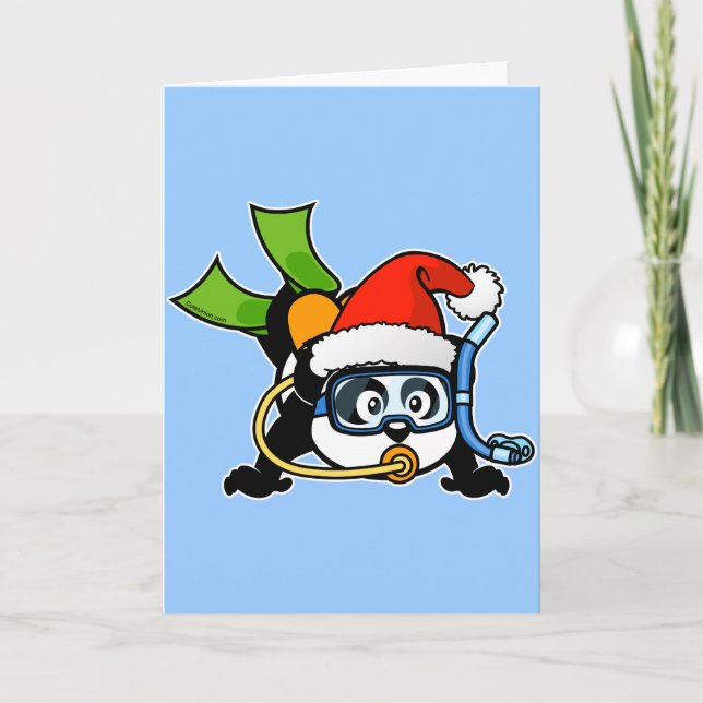 Santa Scuba Panda Helgkort (Framsida)