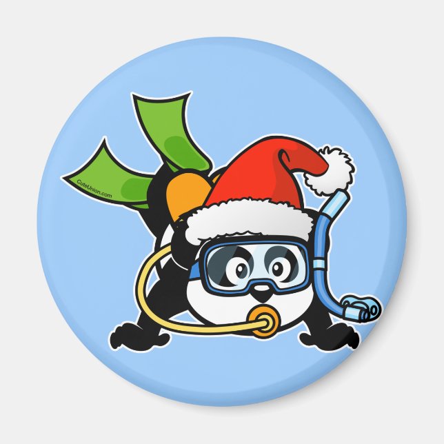 Santa Scuba Panda Magnet (Framsidan)