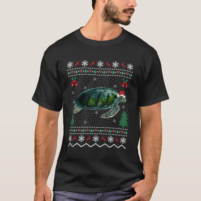 Santa Sea Turtles Ugly Turtle T Shirt (Framsida)