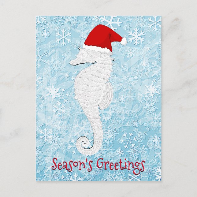 Santa Seahorse Personalize Helg Vykort (Framsida)