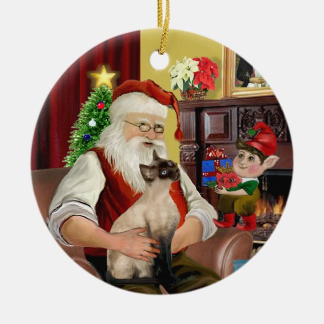 Santa - Seal Point Siamese cat Julgransprydnad Keramik (Framsidan)