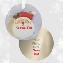 Santa Sees You Barn Playful Photo