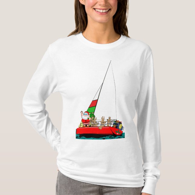 Santa segling på jul t shirt (Framsida)