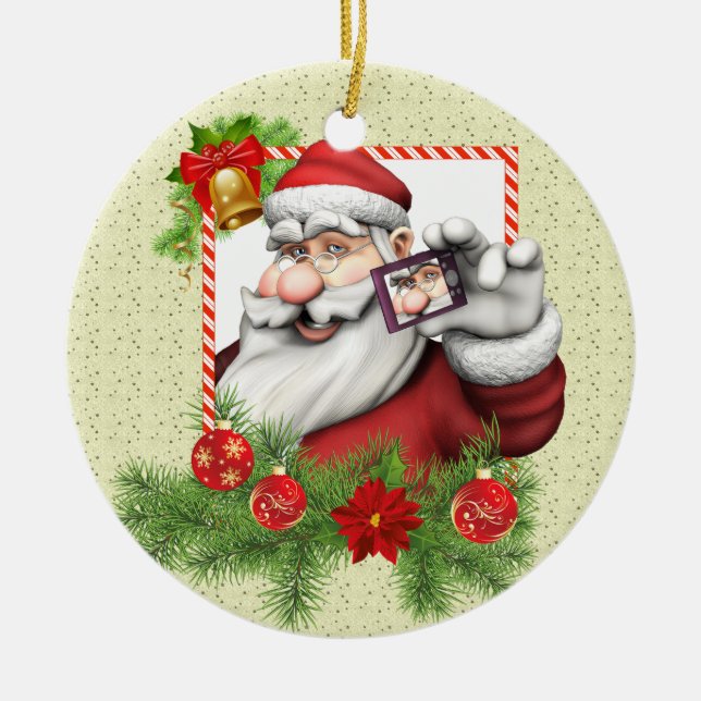 Santa Selfie Art Ceramic jul Ornament (Framsidan)