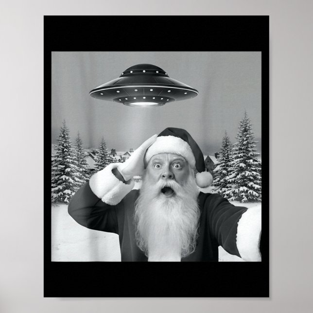 Santa Selfie With Reindeer Ufo Funny Xmas Men Wome Poster (Framsidan)
