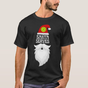 Santa Serves Pickleball - julbollen T Shirt