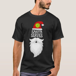 Santa Serves Pickleball - julbollen T Shirt