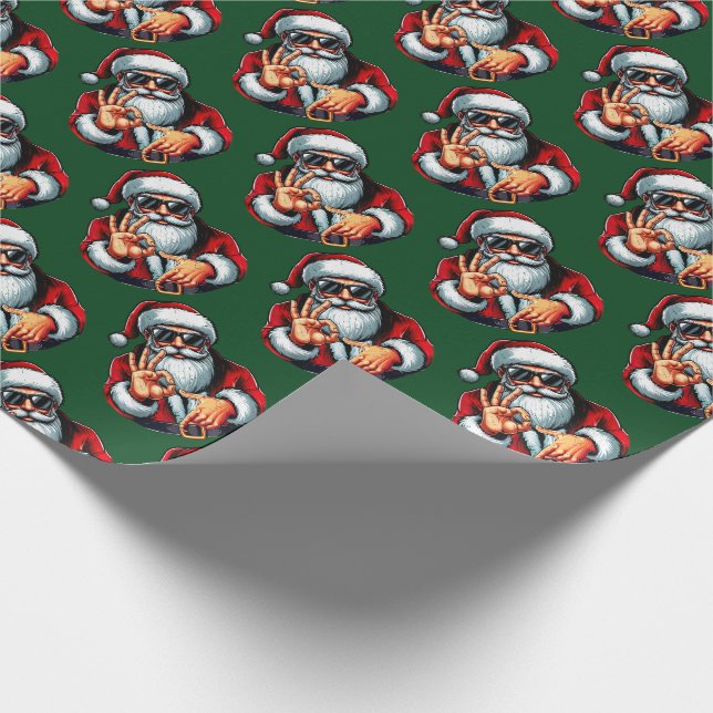 Santa Shades & 6–7 Sign – Bold Christmas Pattern Presentpapper (Hörn)