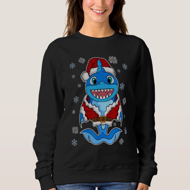 Santa Shark, A Cute Shark in. a Santa Suit, Santa  T Shirt (Framsida)