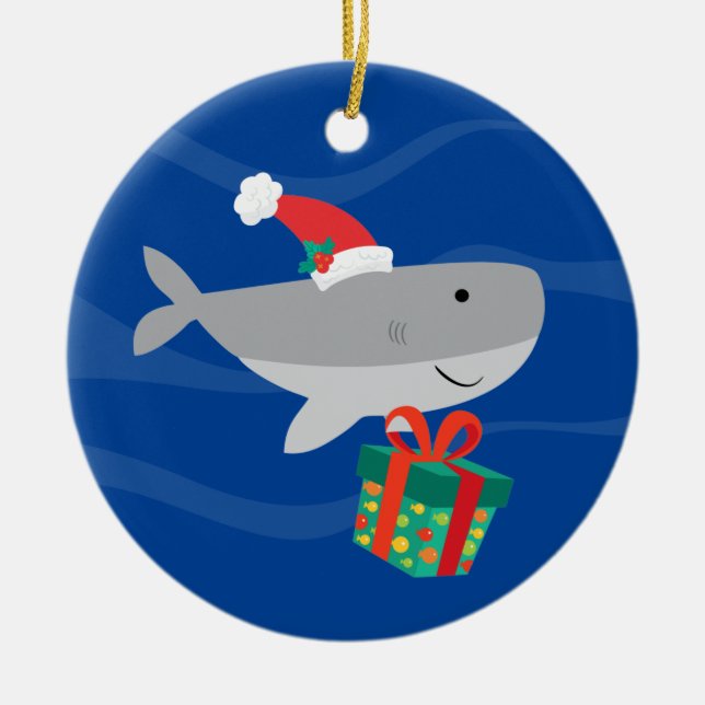 Santa Shark Ceramic Ornament (Framsidan)