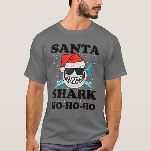 Santa Shark Ho-Ho-Ho-jul vid Beach-julen T Shirt (Framsida)