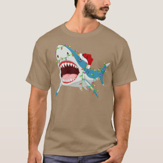 Santa Shark jul Ljus Funny Shark Julafton T Shirt