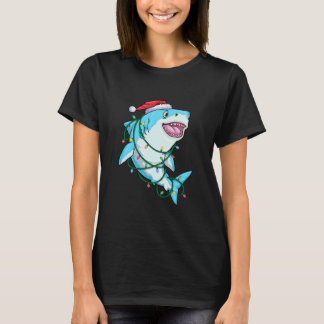 Santa Shark jul Ljus Funny T Shirt