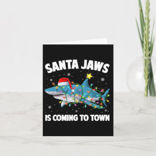 Santa Shark jul Ljus Merry Sharkmas Julafton B Kort