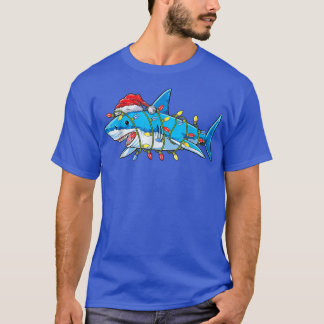 Santa Shark jul Ljus Sharkmas Träd Funny T Shirt
