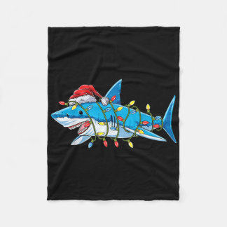 Santa Shark jul Ljus Sharkmas Träd Julafton Bo Fleecefilt