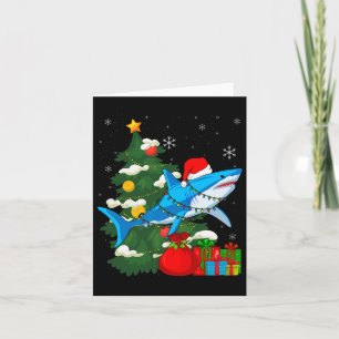 Santa Shark jul Ljus Sharkmas Träd Julafton Bo Kort