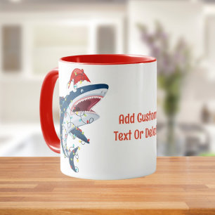 Santa Shark jul Ljus Sharkmas Träd Julafton Mugg